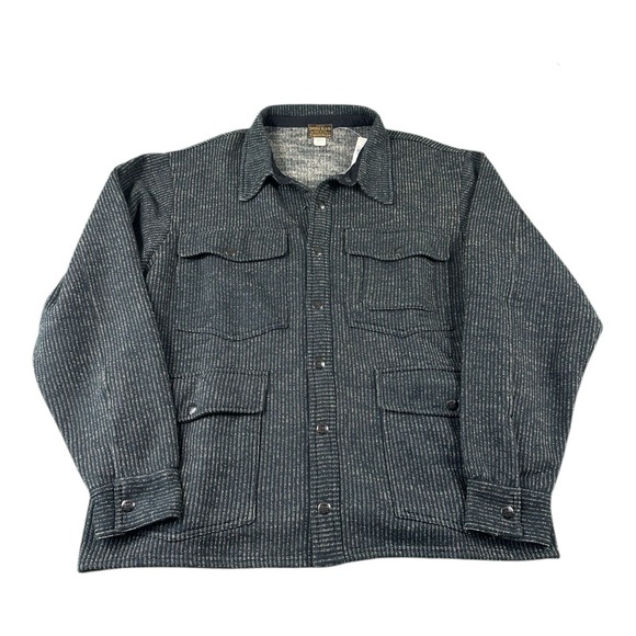RRL Ralph Lauren Gray Fleece Lined Metal Snap Utility Shacket Mens 2XL NWT